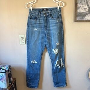 Hudson Jeans Medium Wash Holly Straight Fit Destructed Denim Size 25